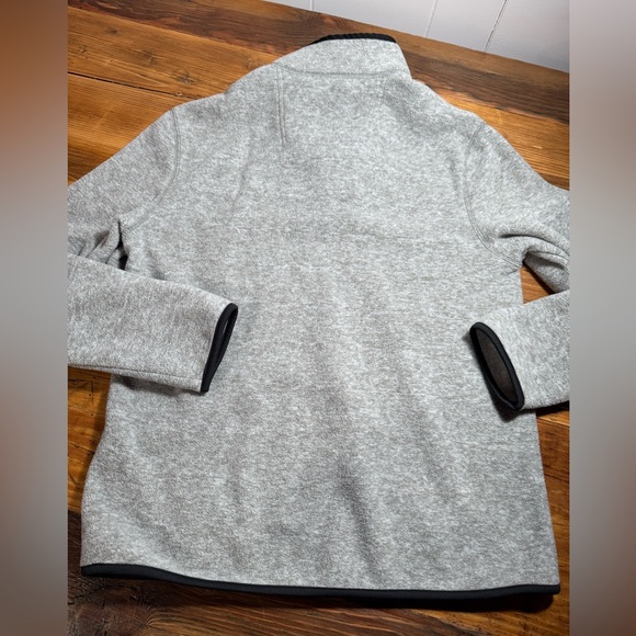 G.H. Bass & Co Mens Quarter Snap Fleece Sweater Heathered Gray/Green w/black S - Picture 16 of 16